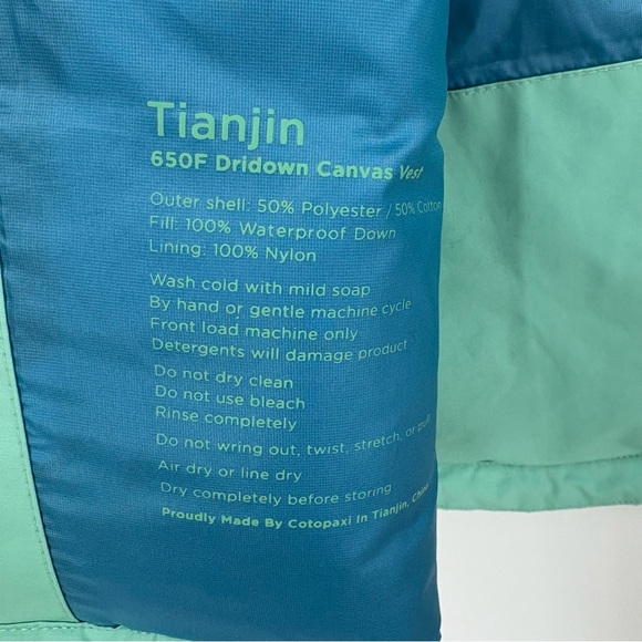 Cotopaxi Tianjin 650F Dridown Canvas Vest Mint-slate Men Large Women XL Unisex - Picture 3 of 5